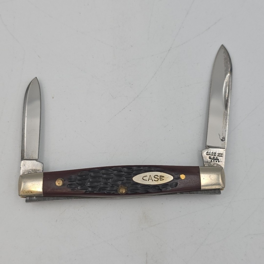 Vintage Case XX 62042 Pen Knife Jigged Delrin Handle 2 Blade Knife 4 Dot